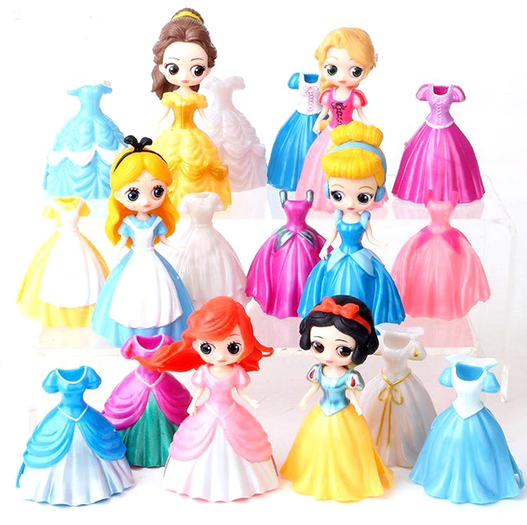 1 Набор, волшебные куклы на клипсах, платье, волшебные фигурки принцессы, статуэтка Белоснежки, Эльзы, Анны, ПВХ фигурки, лучшие игрушки для детей