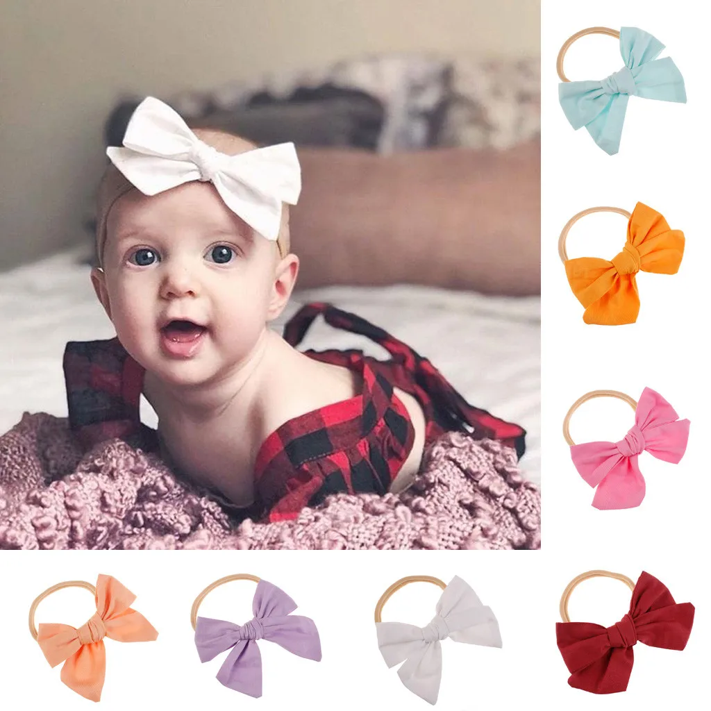 

Baby Hairband Kids Solid Headband Girls Baby Elastic Bowknot Accessories Hairband Set