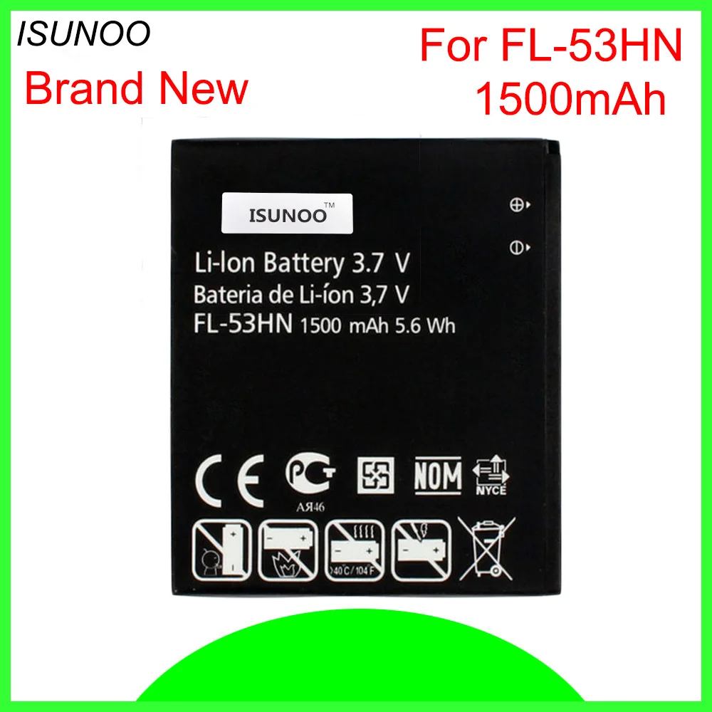 ISUNOO 5 шт./лот 1500 мАч FL-53HN Батарея для LG Optimus 2X P990 P993 P920 P999 SU660 Батарея