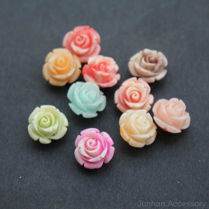 10PCS 12mm Coral Beads Double colored Cabochon Rose Fashion Beads Mix color for Jewelry making DIY accessoires 3734 - Image 3