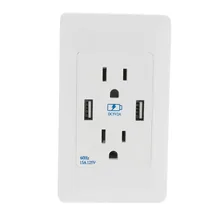 DC 5V 2A High Speed USB Charger Receptacle US Socket Wall Outlet AC 125V 15A White