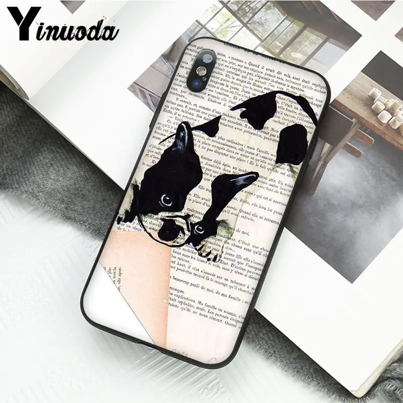 Book newspaper background Cute French Bulldog