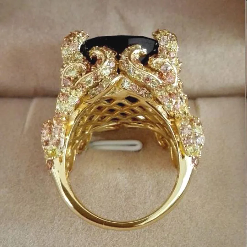 Anillos Qi Xuan_Fashion Jewelry_Big темно-фиолетовый Роскошные коктейльные кольца_ позолоченные кольца на палец из розового золота_ прямые продажи с фабрики