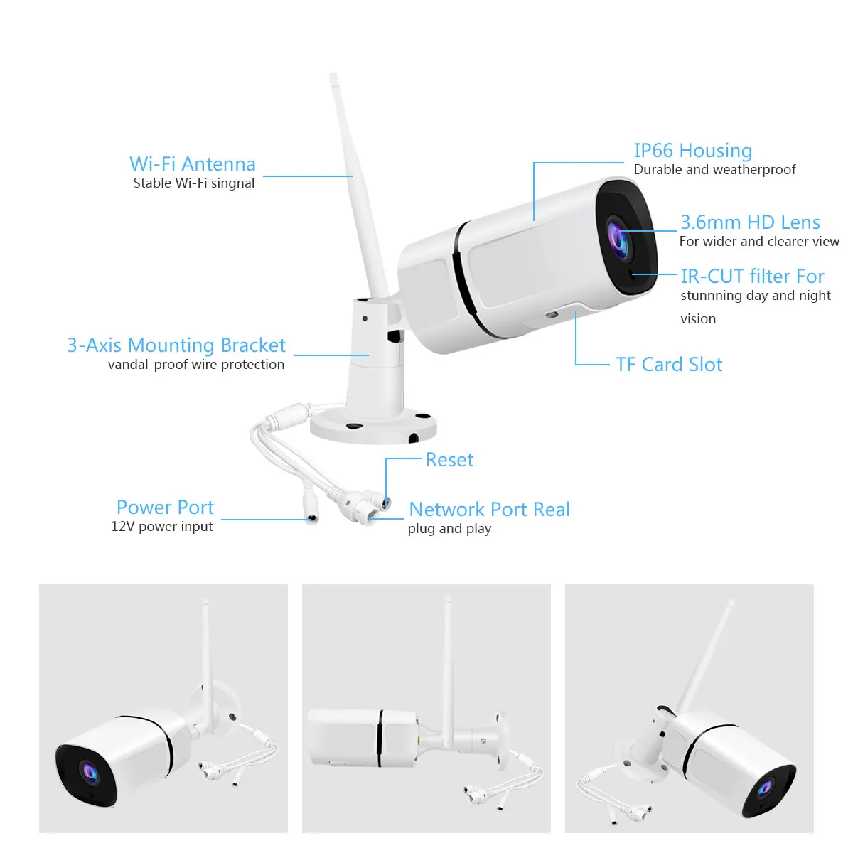 HD 1080 P ip-камера наружная IP66 Водонепроницаемая камера видеонаблюдения с 36 шт. IR ночного видения круглая камера видеокамера с Wi-Fi