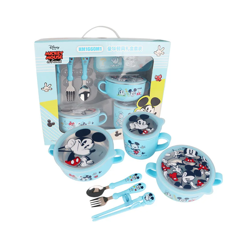 Disney children's cutlery set popular cartoon seven-piece baby food supplement plate cup activity spoon gift - Цвет: 2