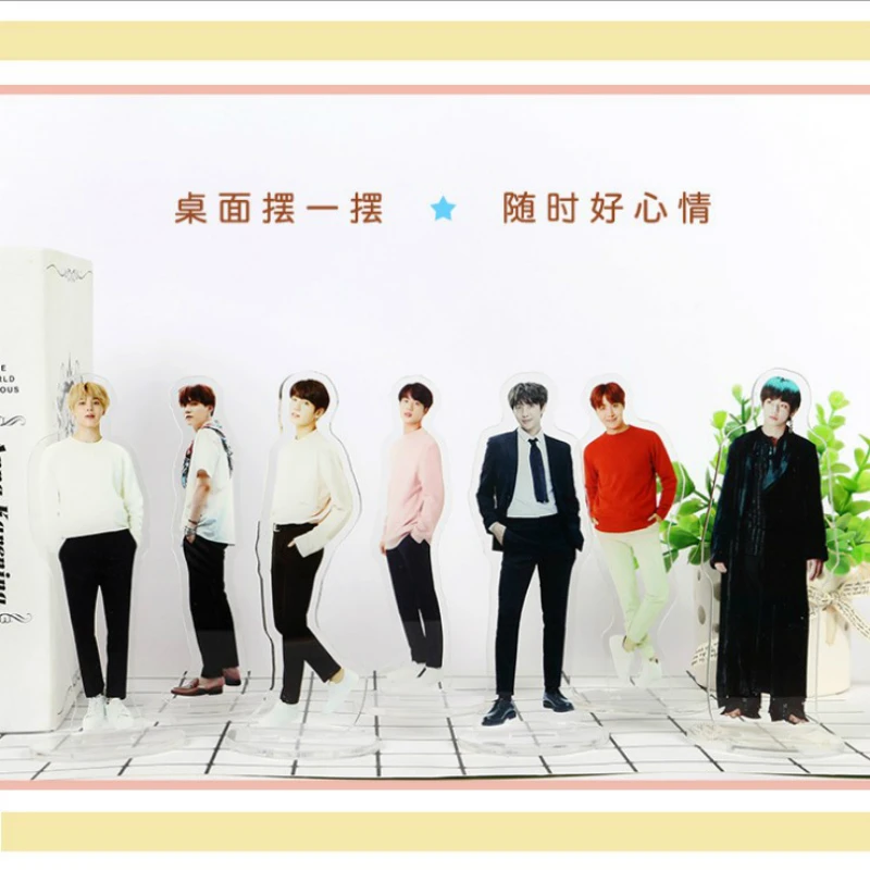 

SGDOLL 15*4cm KPOP BTS Toy Figures New Fashion Action Jung Kook V RM Jimin J-hope Jin Suga Acrylic Stand Figure