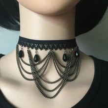 Сексуальное черное кружевное ожерелье жгут сплав крест-накрест купальник бикини ожерелье украшения на шею жгут Пояс фетиш одежда B0679