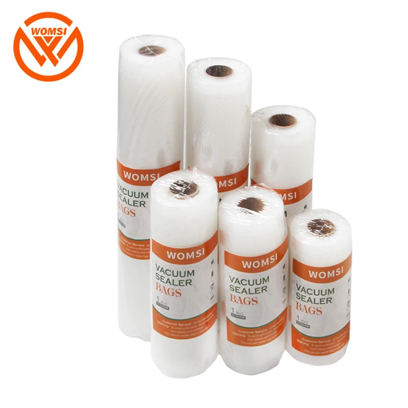 

WOMSI Vacuum Bags For Food Vacuum Sealer 12+15+17+20+25+28cm*500cm 6 Rolls/Lot Kitchen Food Vacuum Storage Bags