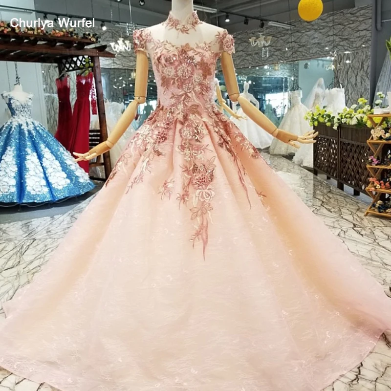 

LS324410 elegant pink evening dress for mothers of brides short sleeves high neck women occasion dress free shipping real price