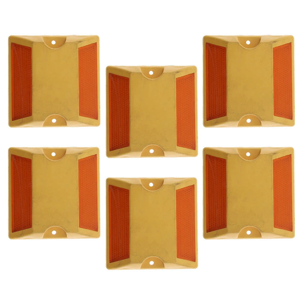 

NEW Commercial Road Highway Pavement Marker Reflector - Two Side, Yellow, 6Pcs