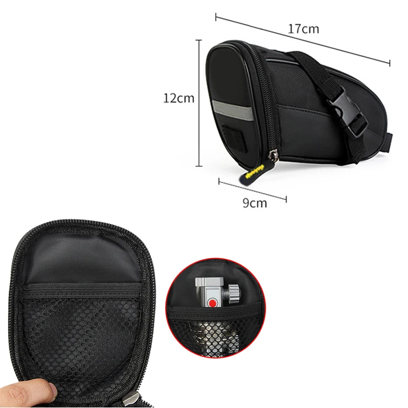 Perfect Zacro Bicycle Bike Saddle Bag Cycling MTB Bycicle Bike Rear Bag Reflective Seat Saddlebag with 3 Mode Taillight Bike Accessories 4