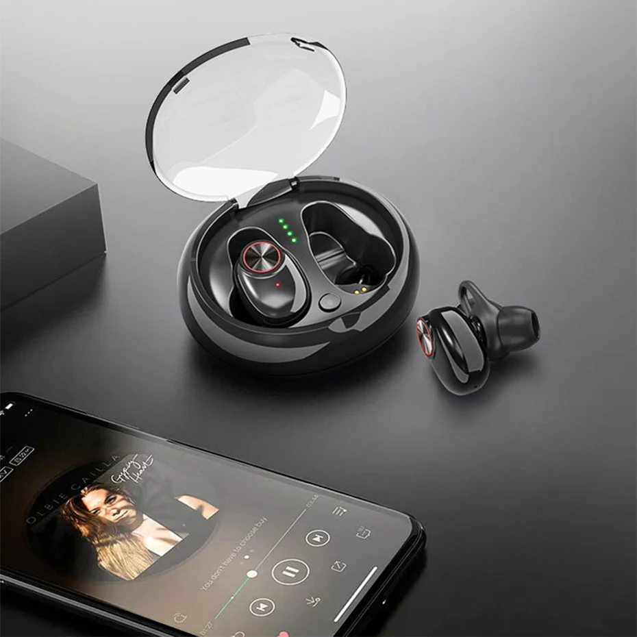 

Mini Bluetooth 5.0 Earphone Stereo Music In-ear Headset Sports Sweatproof Wireless Earbuds with Mic for Samsung iPhone 7 Xiaomi