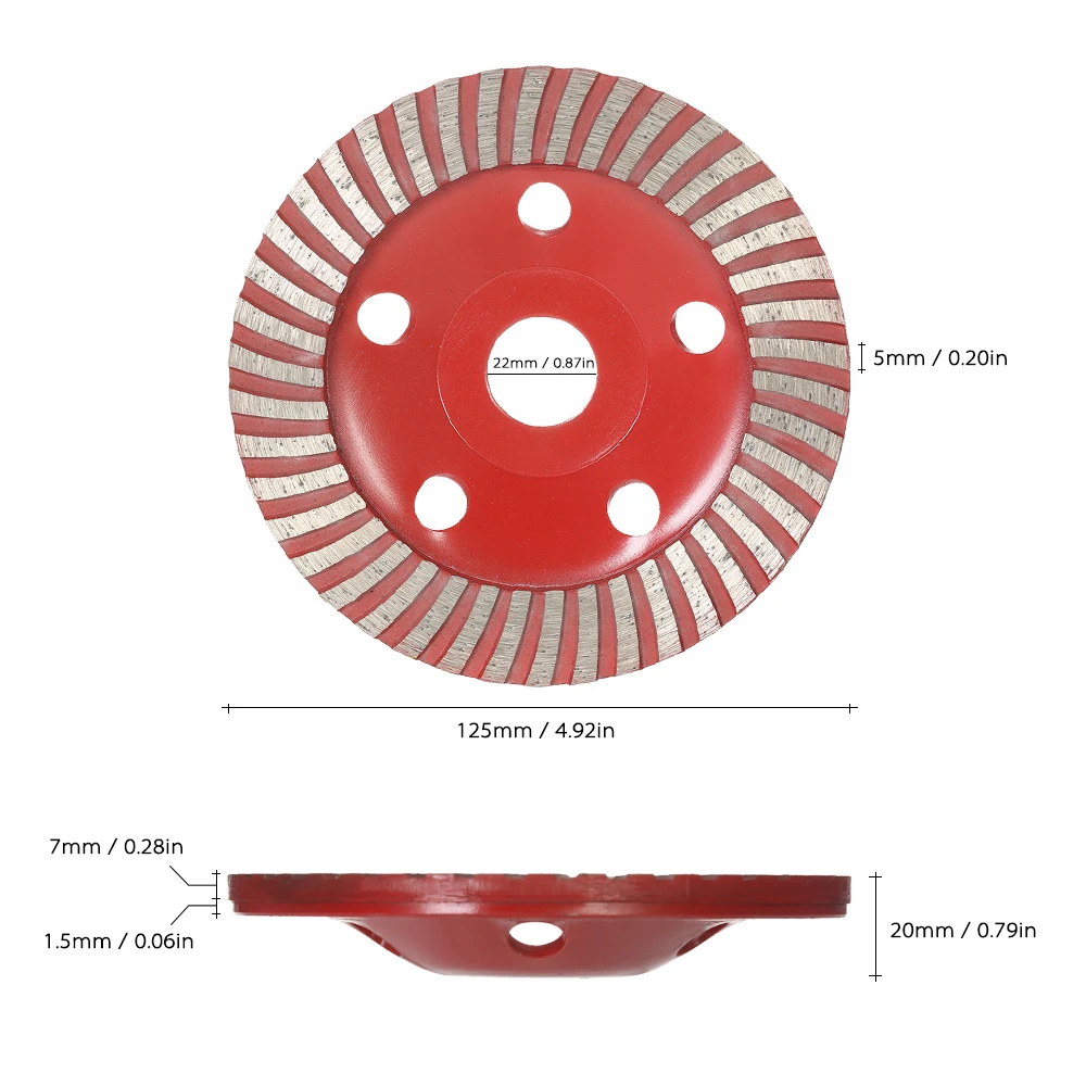 125 мм 5 "шлифовальный станок чашка Алмазный сегмент шлифовальный для шлифовального колеса диск 22 мм Внутреннее отверстие для бетонный