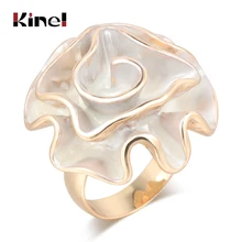 Kinel горячее предложение, модное кольцо с белой эмалью и розой для женщин, золотое, Геометрическая модель, вечерние кольца в стиле панк, обручальное ювелирное изделие