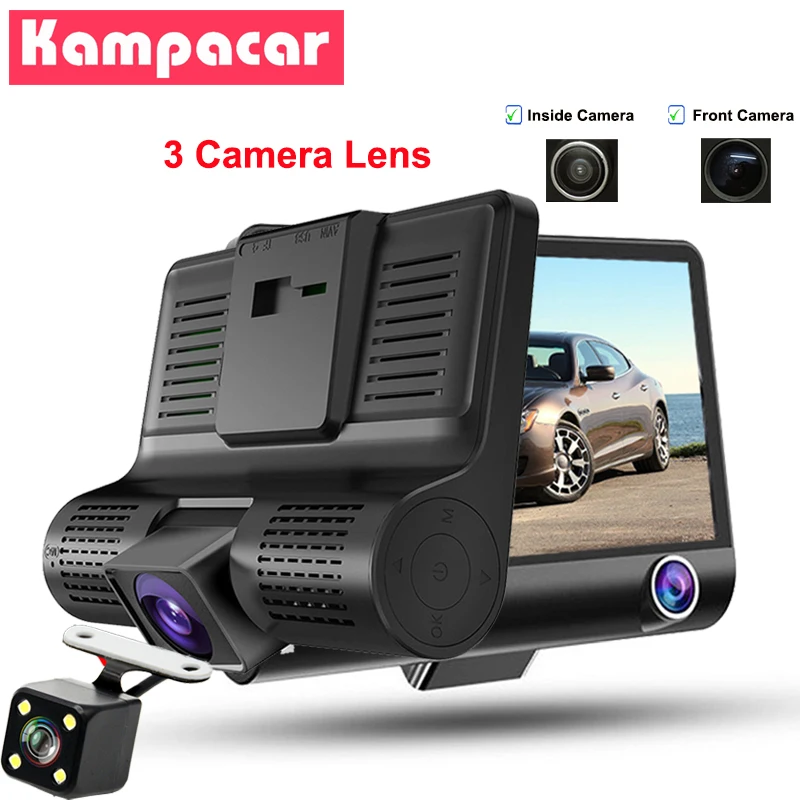 

Kampacar Car Dvrs 4.0 Inch Rear View Mirror Full HD 1080P Car Dvr Camera Camcorder Mini Recorder 3 Lens Vehicle Camera Recorder