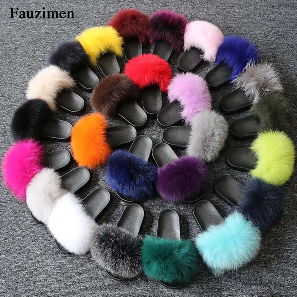 fur flip flops for women