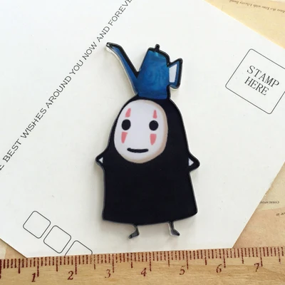 Anime  Spirited Away Faceless Men Cosplay Acrylic Badges No Face Brooch Pin Backpack Clothes Cute Decoration Brooches (10)