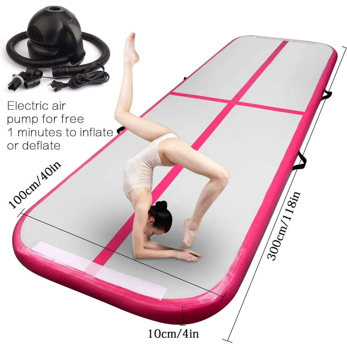 Надувной батут для гимнастики и пилота для дочки, домашний тренировочный электрический воздушный насос для Черлидинга Teakwondo - Цвет: Розовый