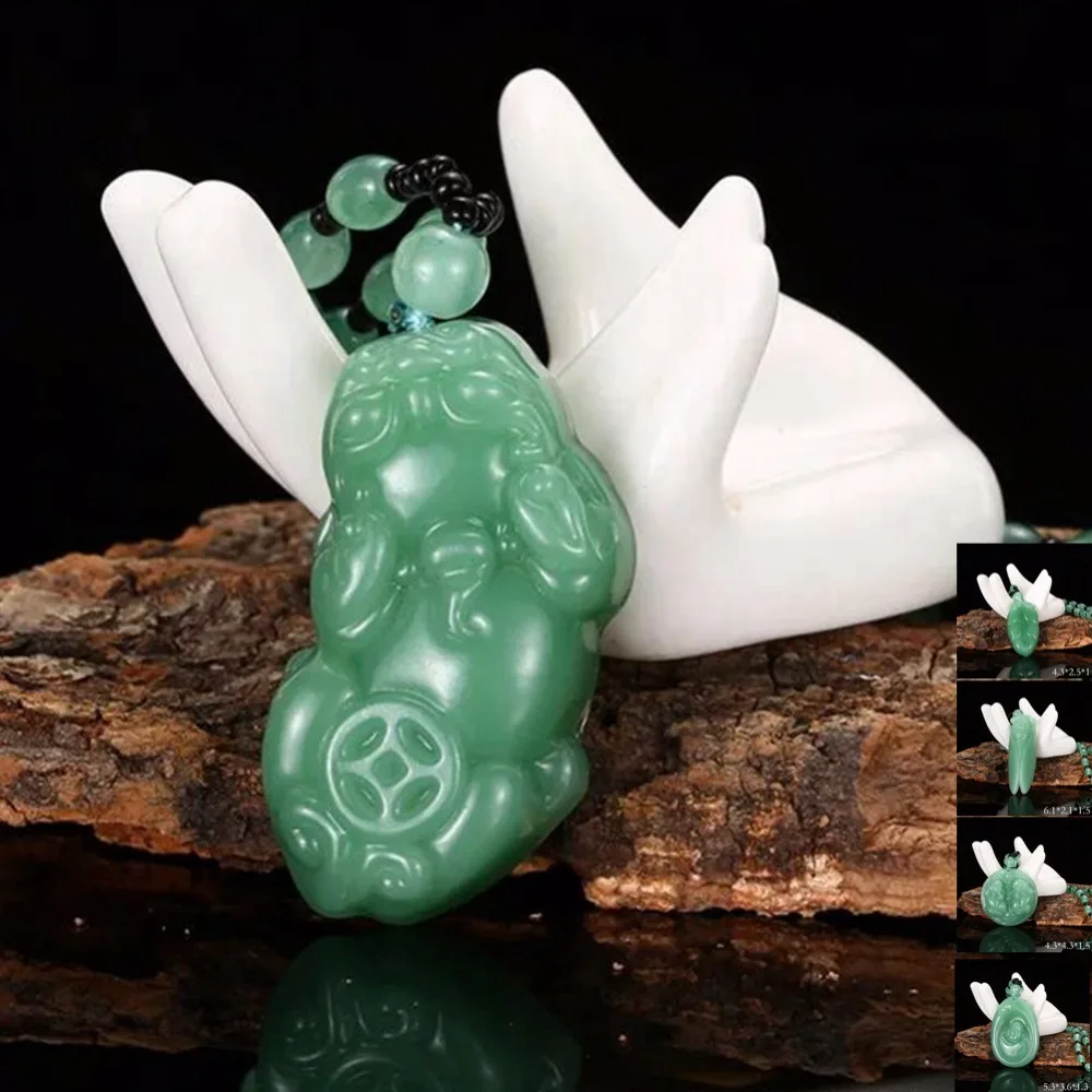 

Trendy Natural Green jade Lucky Amulet Buddha Pendant Necklace Punk Heart Choker Charm Round Collar Necklace Women Jewelry Gift