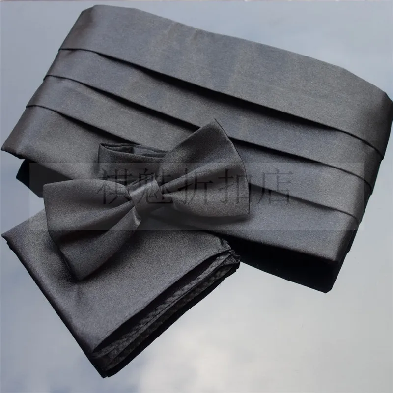 Комплекты Ikepeibao Red Cummerbund Карманный квадратный и галстук бабочка Премиум мужской