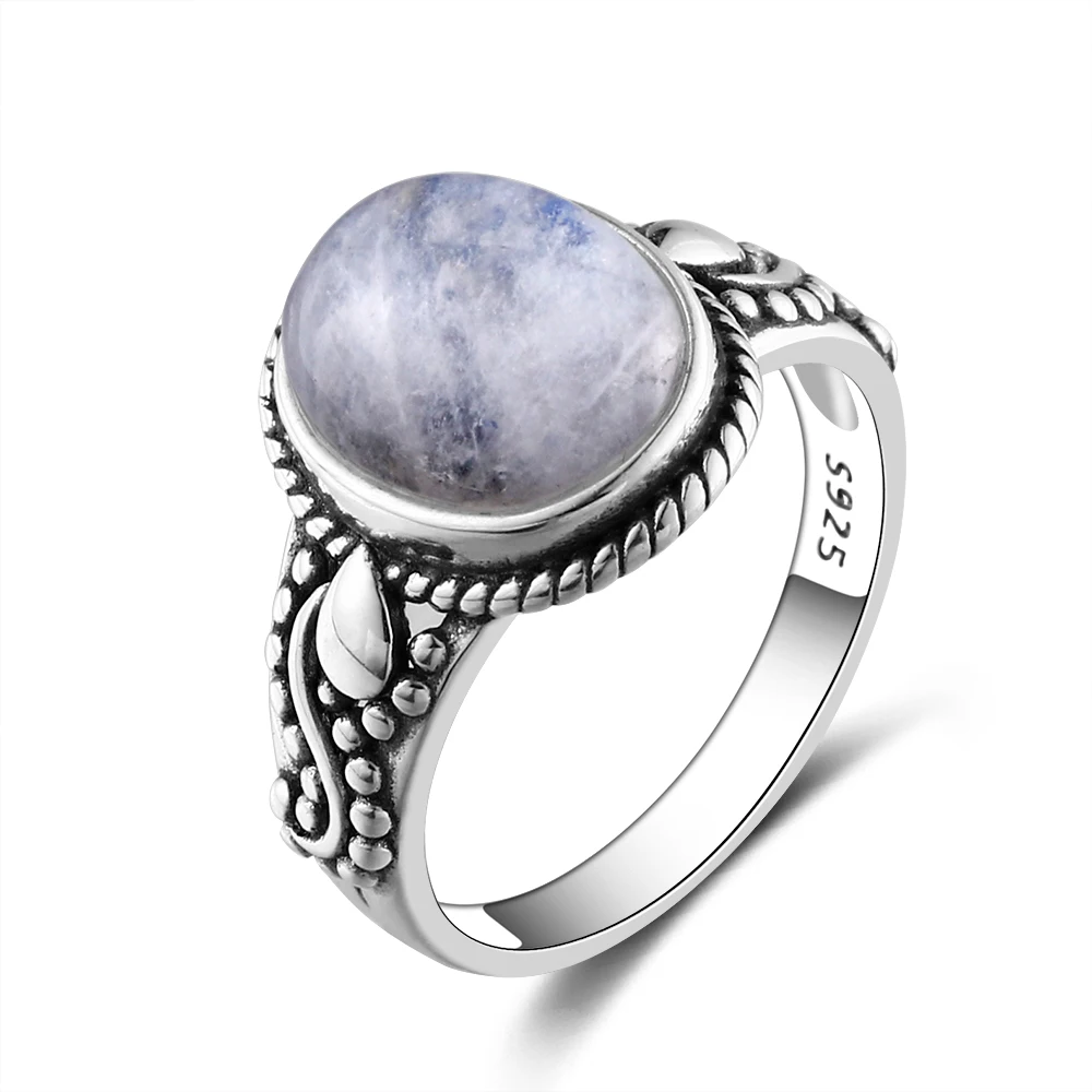Новые модные овальные высококачественные кольца с натуральными лунными камнями для мужчин и женщин из серебра 925 пробы, модные ювелирные изделия,, Прямая поставка, подарки
