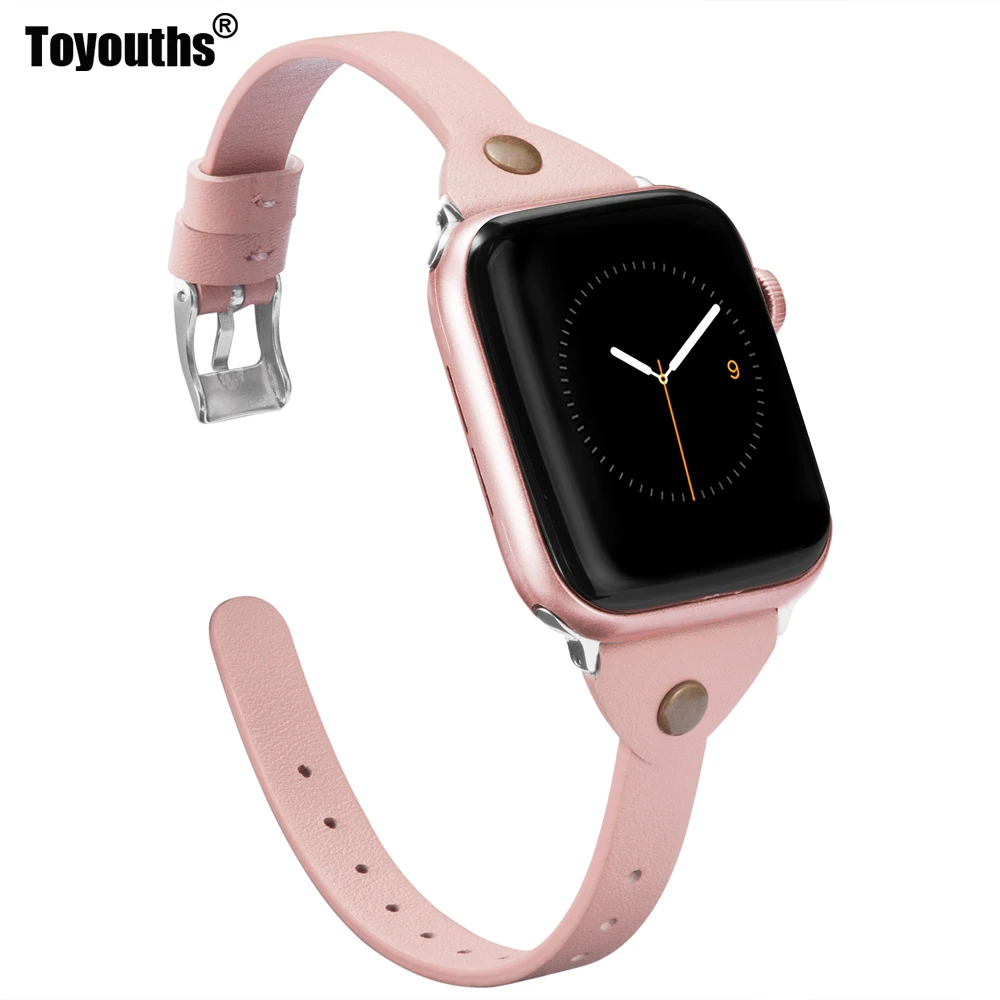 

Toyouths Slim Leather For Apple Watch Band iWatch Womens Mens Sport Strap Thin Wristband Leisure Serise 1 2 3 4
