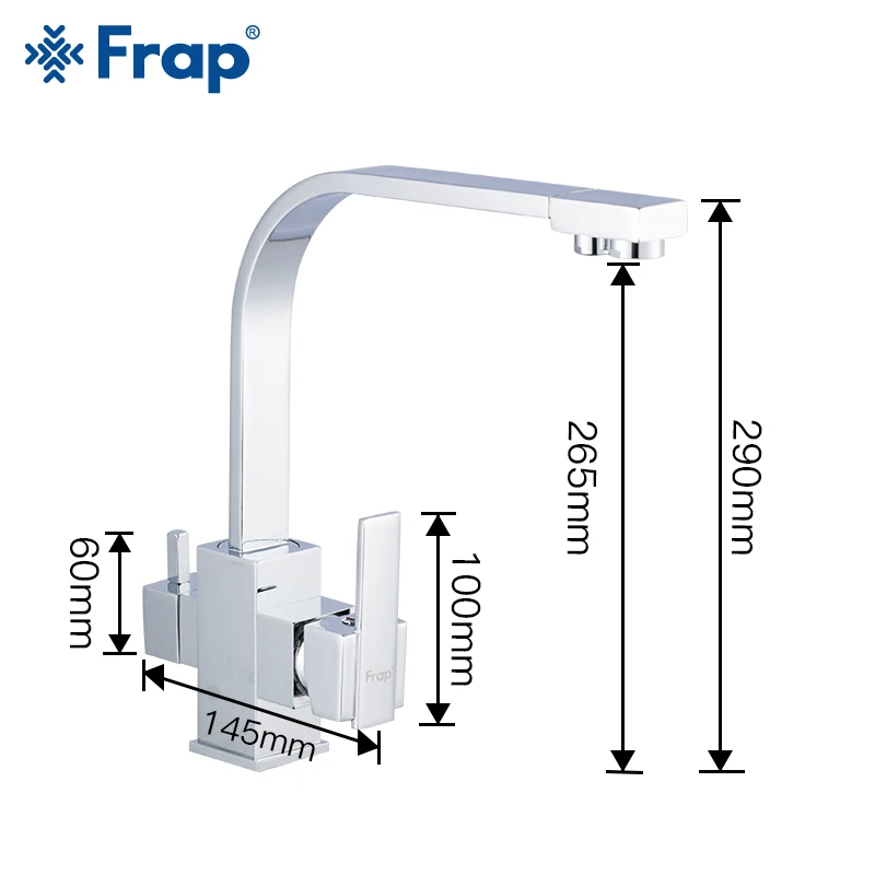  Frap Kitchen Faucets 360 Degree Rotation Black Square Water Filter Tap Water Faucet Solid Brass Kit - 33020995772
