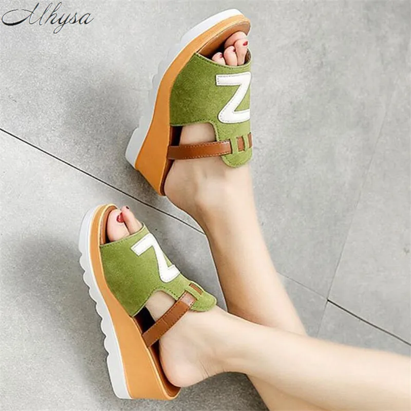 Mhysa 2019 New summer fashion ladies muffin with sandals comfortable non-slip fish mouth solid color high heels T494