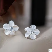 SHUANGR, модная Сережка с цветком из кристаллов серебряного цвета, изысканное качество, классические серьги-гвоздики для женщин и детей, креативные подарки