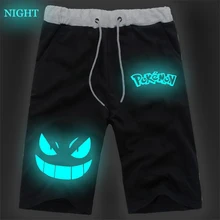Pokemon светящиеся Повседневные Дышащие штаны Gengar мужские спортивные короткие штаны Пикачу Jogger фитнес до колена брюки тонкие спортивные брюки