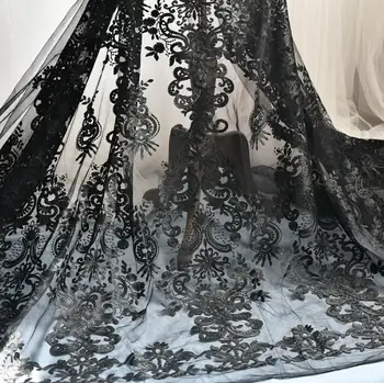 

Black Mesh Tulle Plain Embroidery Lace Fabric DIY Garment Lace Fabric