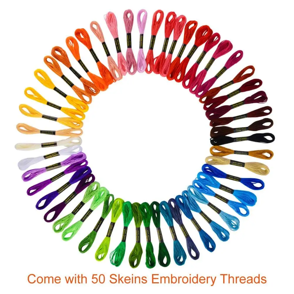 

50 Skeins Embroidery Floss Cross Stitch Thread Bracelet String with Needles for Friendship Bracelet