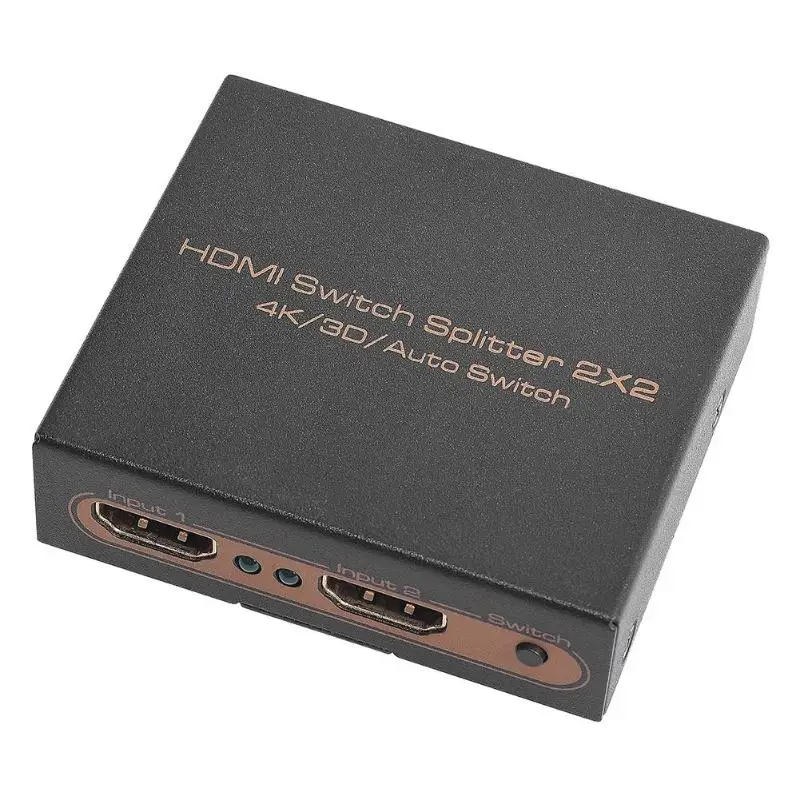 2x2 2 in 2 out HDMI Switch Switcher Splitter 4K 3D HDMI Male-Female Port Auto Switcher