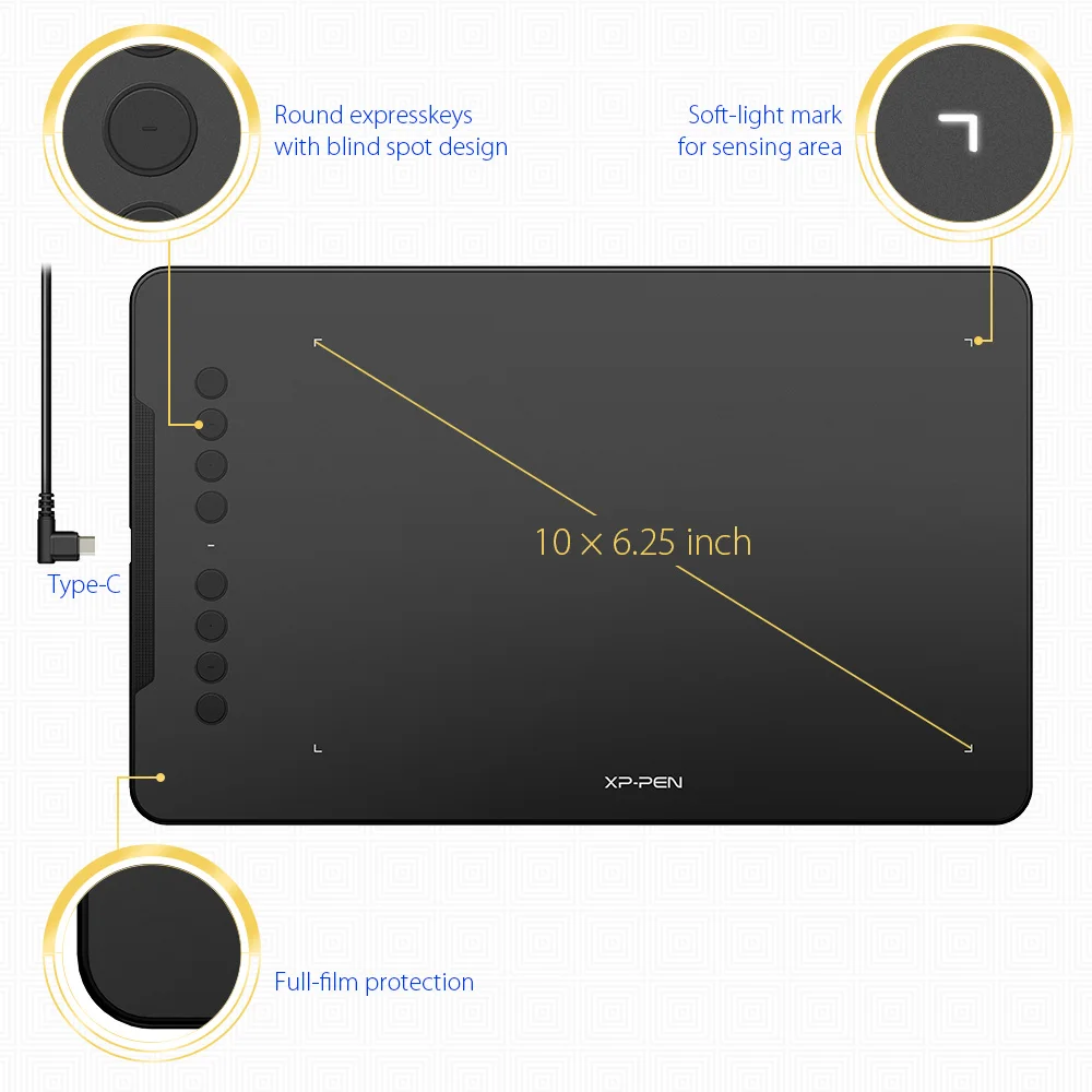 XP-Pen Deco 01 графический планшет Графический Цифровой с наклоном для Android и 8 клавиш быстрого доступа(8192 уровней давления) для начинающих