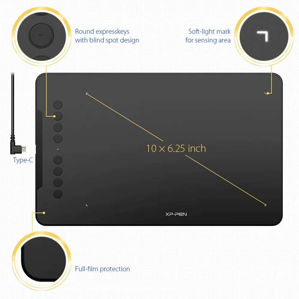 XP Pen Deco 01 графический планшет Графический Цифровой с наклоном для Android и 8 клавиш