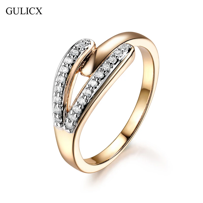 Женское кольцо с кристаллами GULICX модное блестящее для ногтей микро фианитом в