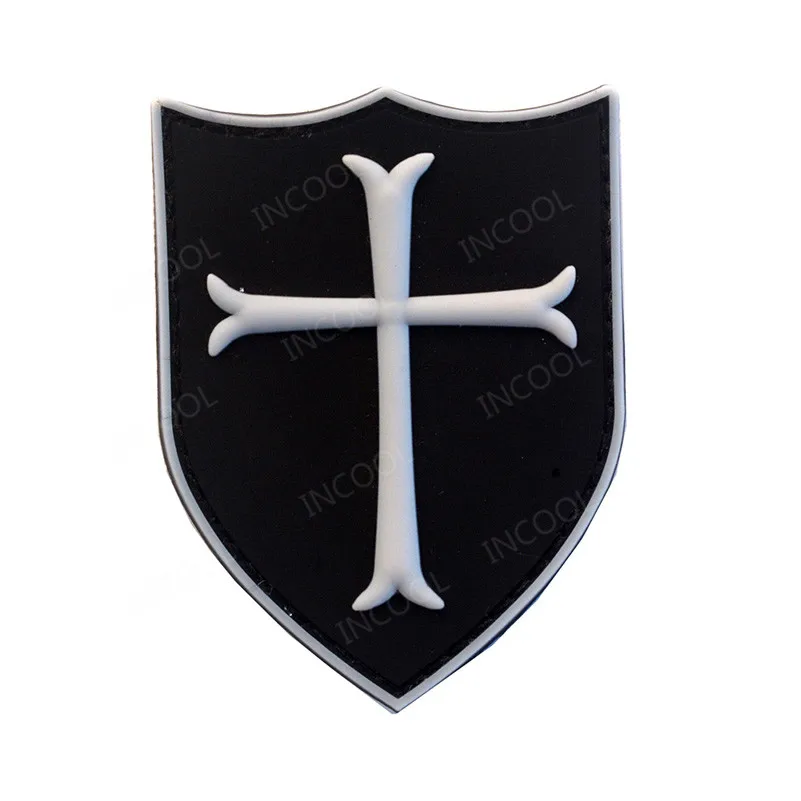 

Knights Templar Patches 3D Military Tactical Combat Cross Shield Morale Patch Christian Rubber Biker Fastener Patches Badges