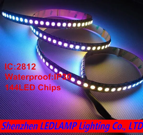 

LED Strip Light 144 Pixels LEDs 5050 SMD RGB WS2812B 2812 WS2812 LED Chip Black PCB WS2812 IC Digital DC5V Non Waterproof