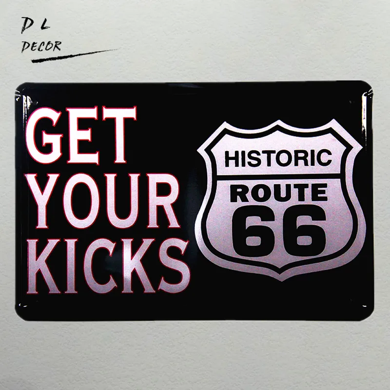 DL-Get your Kicks on route 66 Metal Signs Gift PUB Wall art Painting Poster Bar Decor