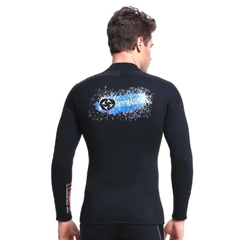 Dive& Sail черный 3 мм неопрен с длинными рукавами для мужчин гидрокостюм Подводное погружение куртка мокрого костюма Топ Зимний плавающий теплый серфинг вверх по тесту