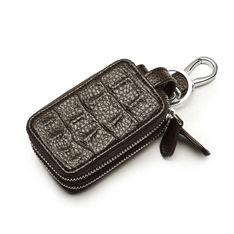 Unisex-Leather-Men-Car-Key-Wallets-Multifunction-Crocodile-Double-Zipper-Housekeeper-Car-key-Holder-Case-Gift