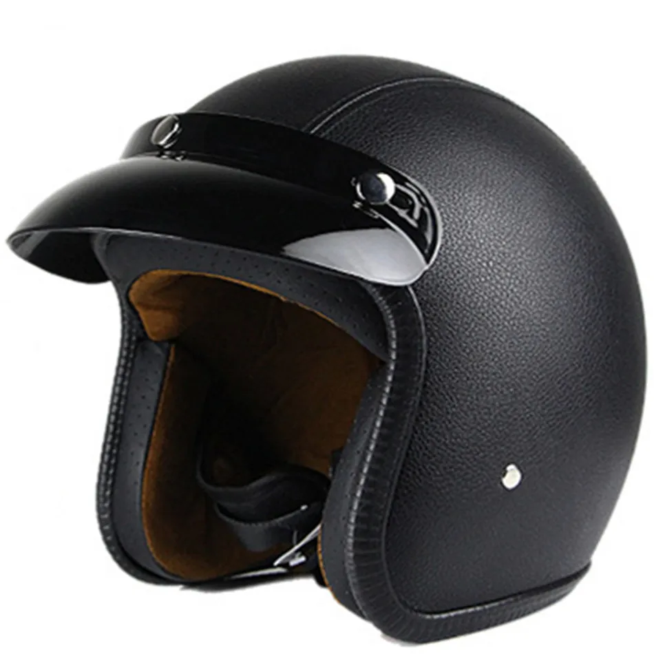 moto rcycle шлем jet винтажный шлем с открытым лицом Ретро 3 casco moto capacete Ретро moto cross moto rcycle DOT approved - Цвет: leather