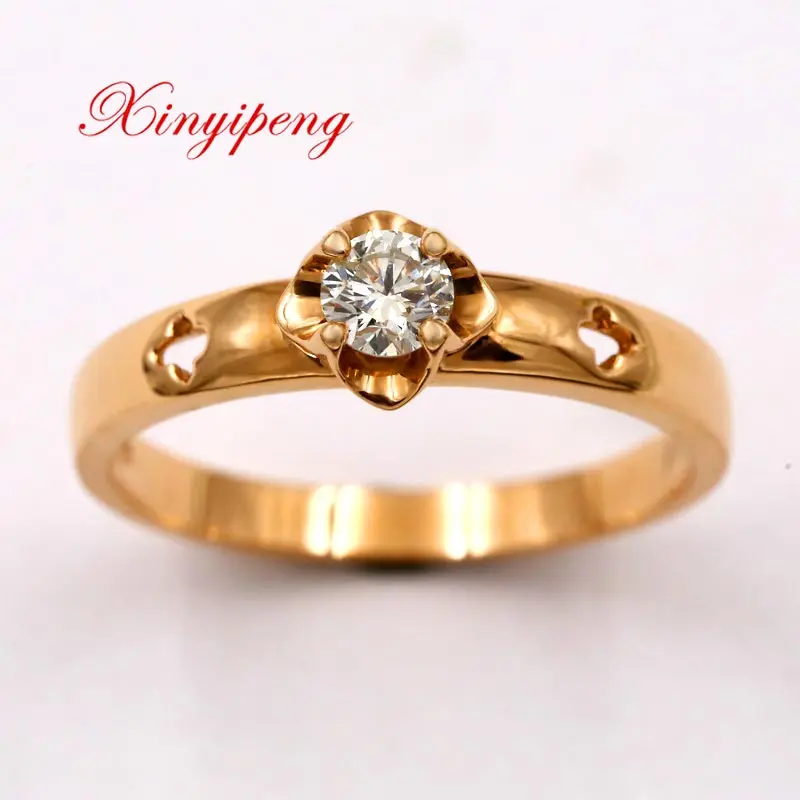Xin yi peng 18 k rose gold inlaid natural diamond ring, the woman ring, engagement wedding gifts, elegant and generous