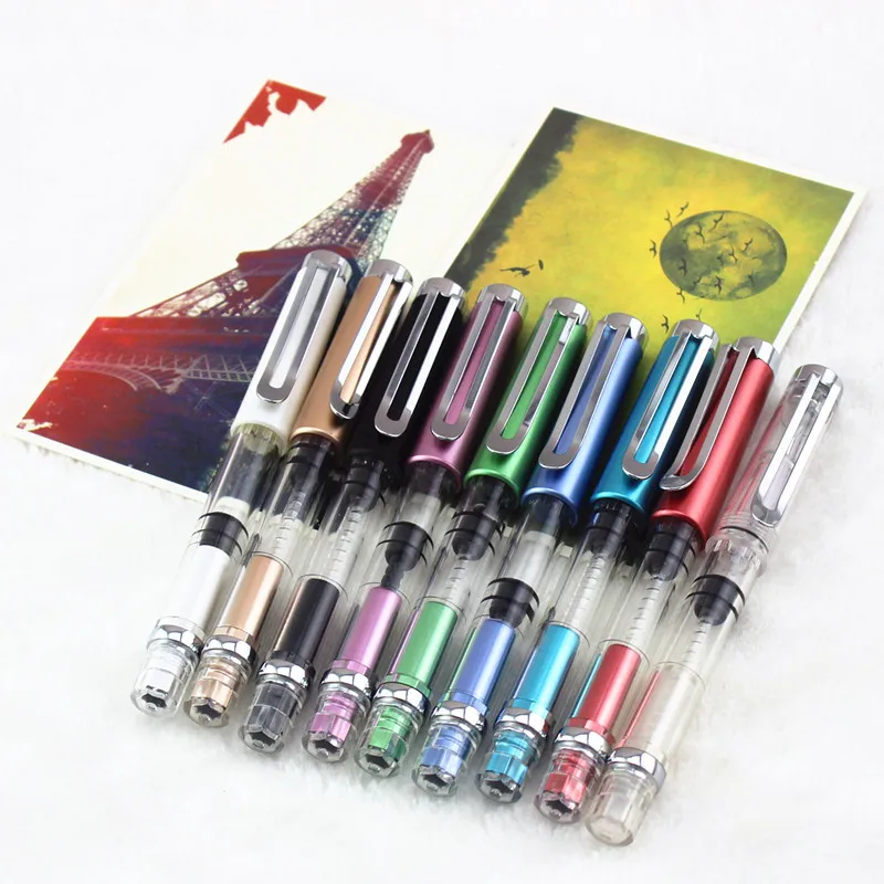 luxury school Office Fountain Pen Gifts Writing Transparent Piston Fountain Pen Demonstrator Fountain Pen