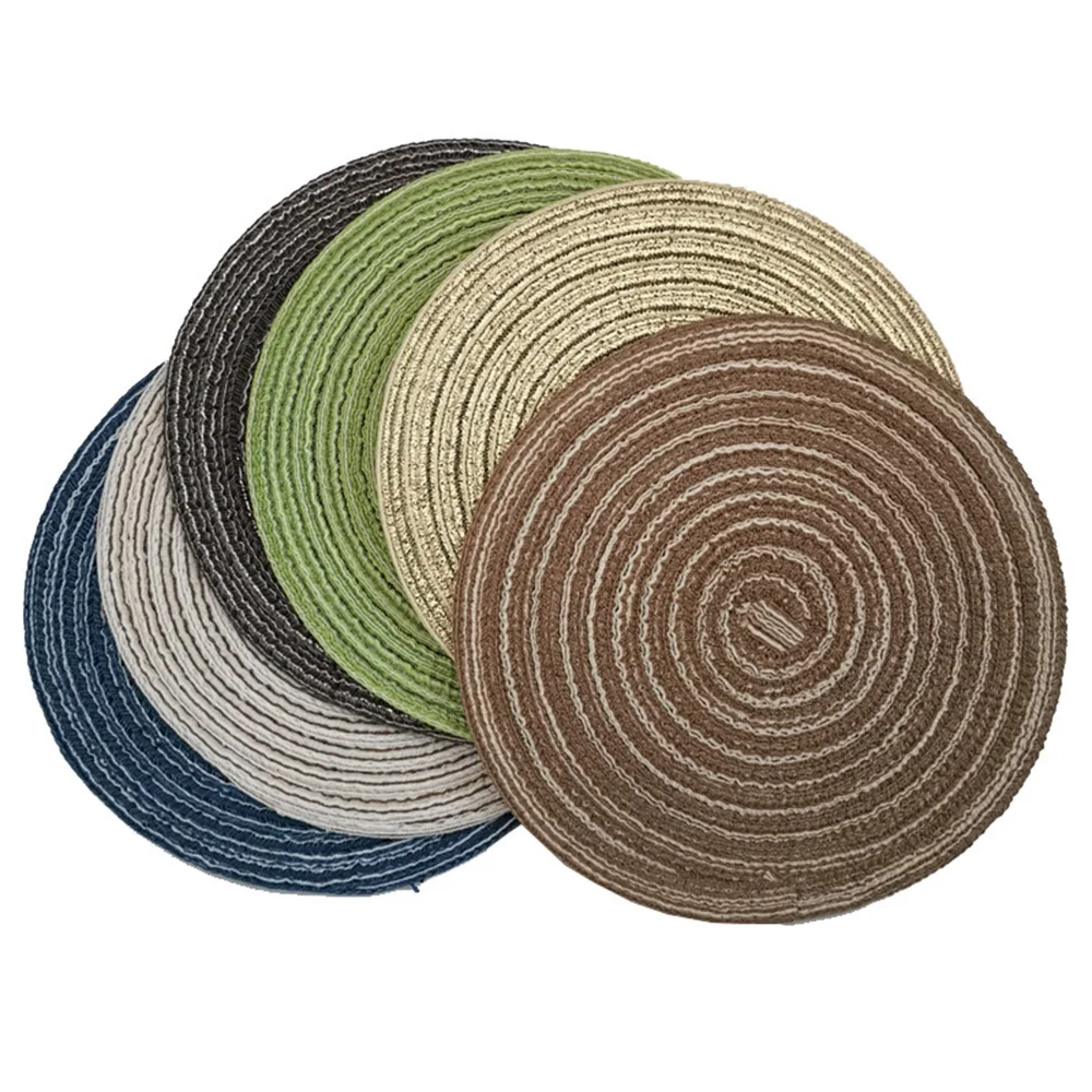 

Home European Dining Table Insulation Mat Round Placemats Hand-Made Linen Table Mats Coaster Kitchen Decoration