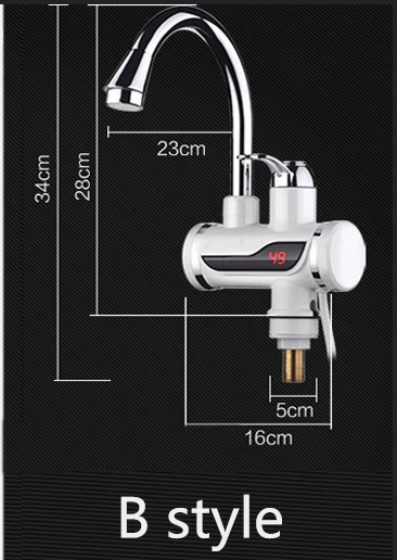 Мгновенный Tankless Электрический водонагреватель кран для кухни мгновенный нагрев кран водонагреватель для душа с светодиодный дисплеем EU US plug - Цвет: B style