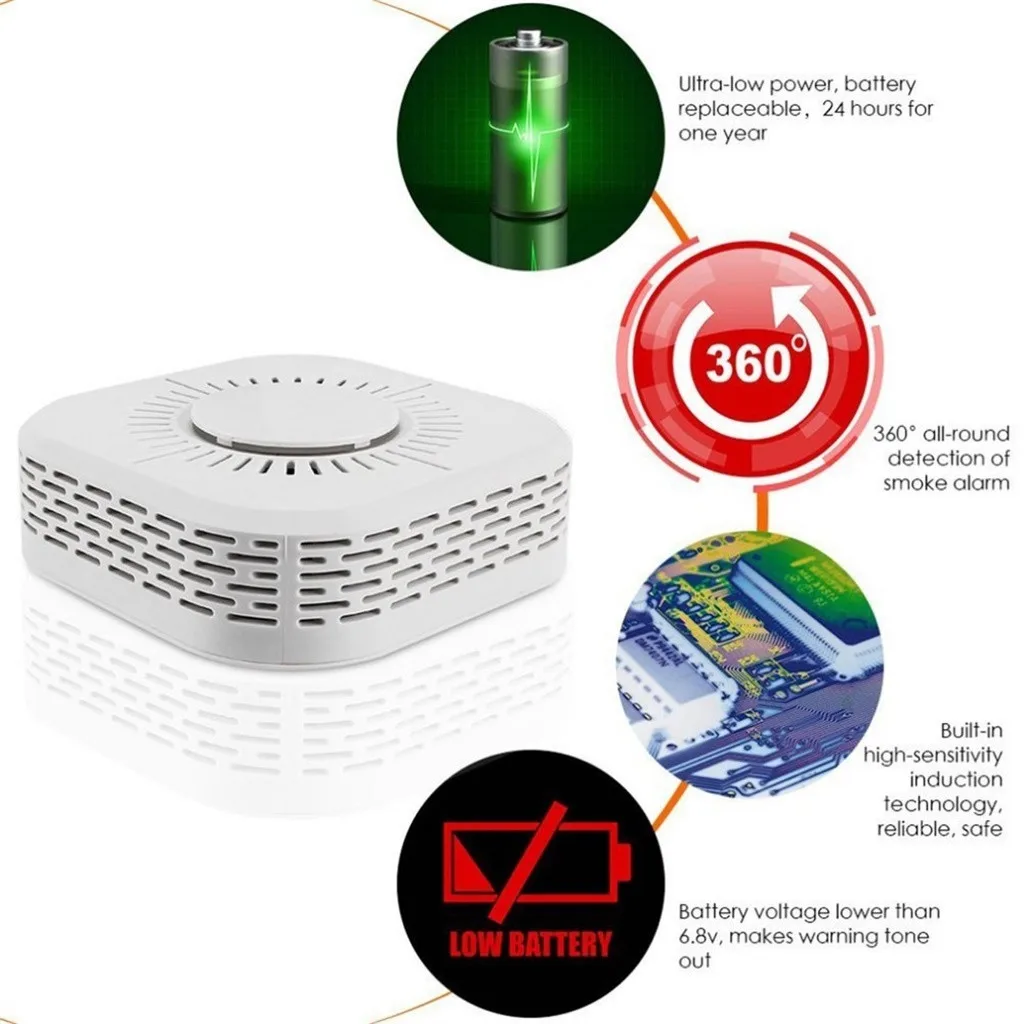 3 in 1 Smoke Detector Wireless 433MHz for Fire Security Alarm Protection Alarm Sensor for Home Factory Security Alarm System