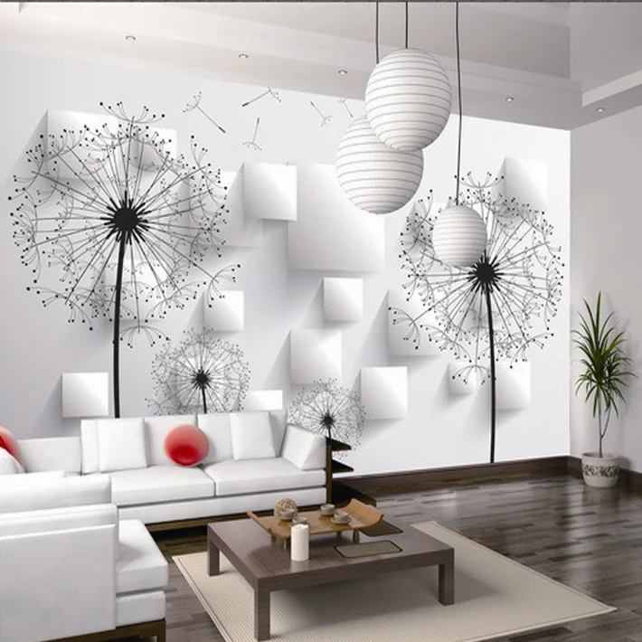 

3D room wallpaper custom mural non-woven wall paper sticker 3 d dandelion TV setting wall paintings photo wallpaper for walls 3d