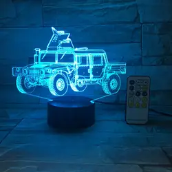 Военный грузовик автомобиль 3D Оптические иллюзии Таблица Light Настроение лампы сенсорный пульт Управление 7 цветов дома свет Новинка