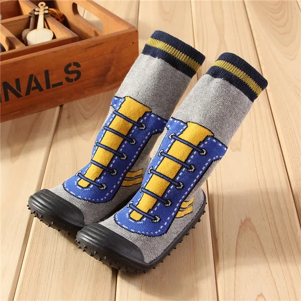 Цветные Нескользящие теплые нескользящие носки-тапочки для малышей Детские носки для малышей Зимние теплые мягкие носки унисекс для детей